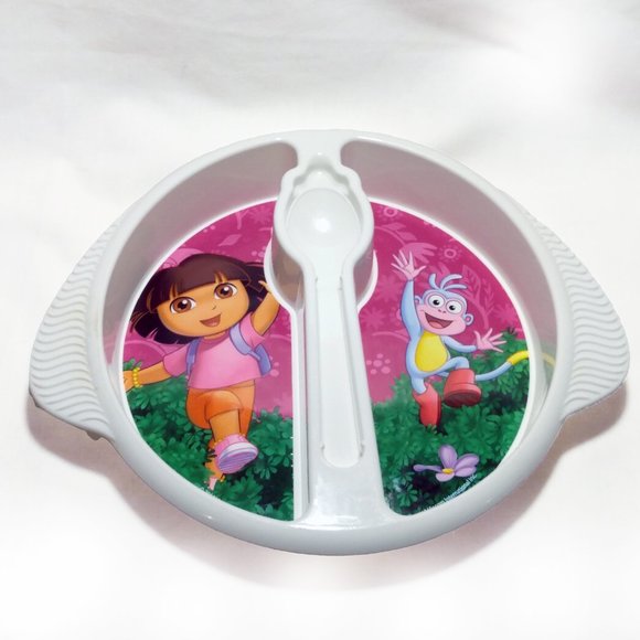 Dora The Explorer & Boots-Sectional Plate-Spoon-Fork Set-Viacom - Picture 4 of 9
